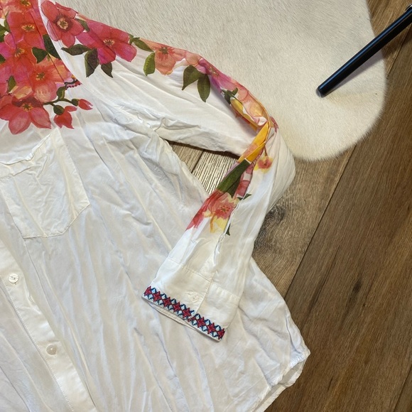 Desigual long-sleeved button down blouse vibrant and colorful floral print - Picture 5 of 9